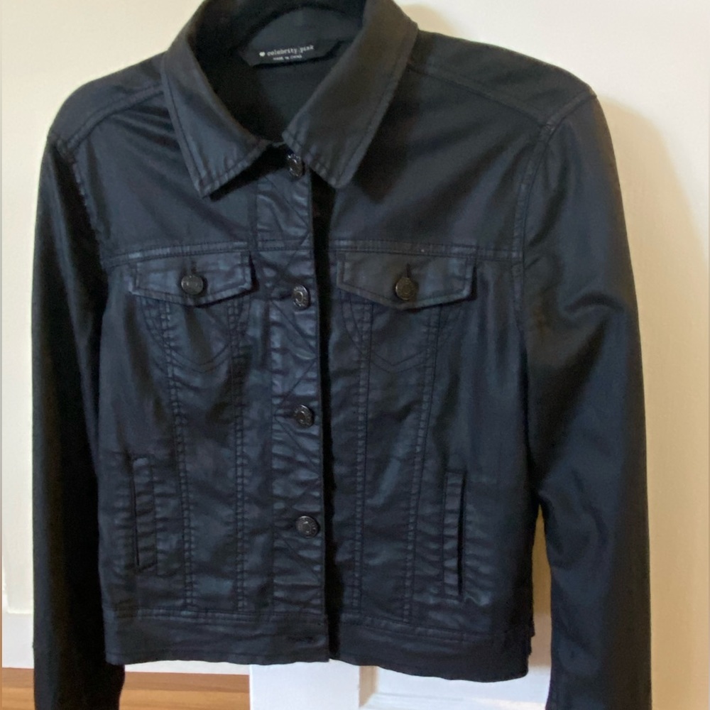 Cotton spandex black jean jacket